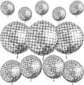 12Pcs Disco Ball Balloons, Metallic Silver Disco Balloon by vibzox