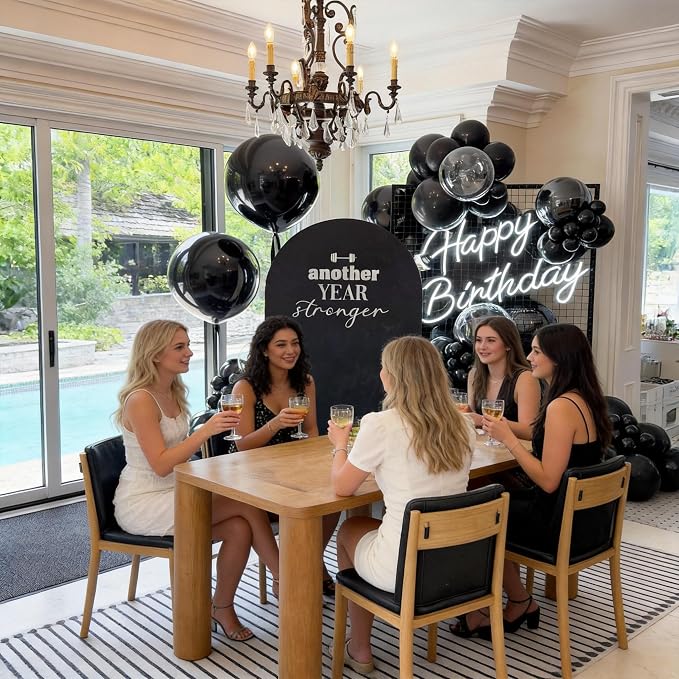 Black Balloons Foil, Metallic Black 4D Ball Balloons, 22 Inch Round Balloon - Image 5