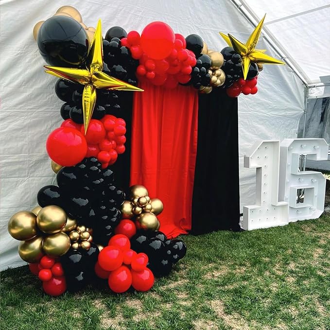 Red Black and Gold Balloons Arch Kit, 18 12 10 5 inch, - Image 6