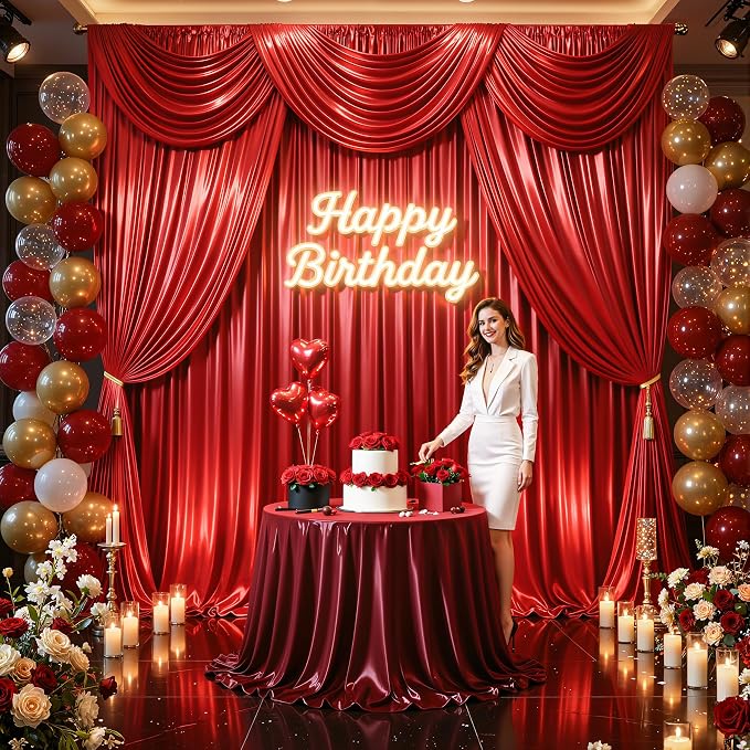 20x10ft Red Glitter Backdrop Curtain - Image 7