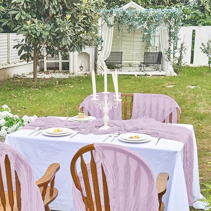 IVAPUPU 2 Pcs Cheesecloth Table Runner - 10ft Lilac Purple Lavender Summer Boho - Image 7
