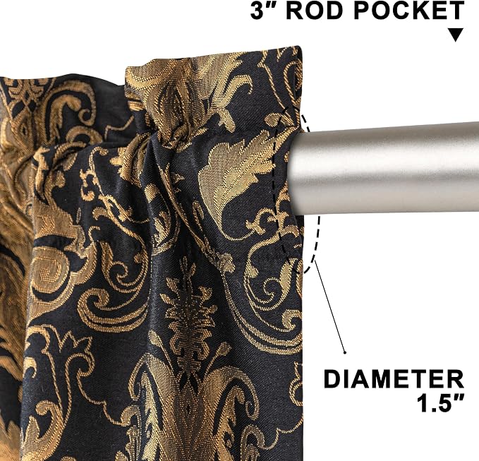 Loom and Mill Luxury Black Damask Curtains - Image 5