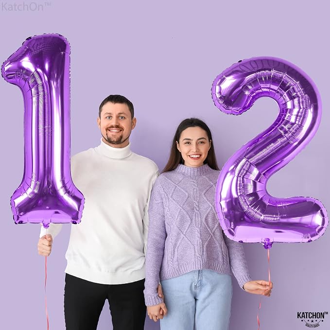 KatchOn Purple Number 12 Balloon 40 Inch, 12th Birthday Balloon Decor | 12th - Image 9