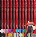 Black Red Metallic Tinsel Foil Fringe Curtains, 4 Pack 3.3x8.3 Feet Streamer by NUWDHP