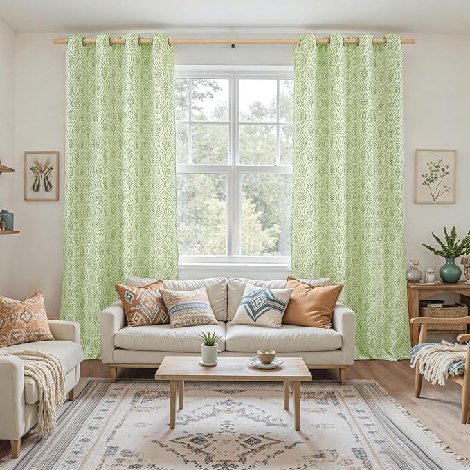 BGment Grass Green Leaf Jacquard Curtains - Image 2