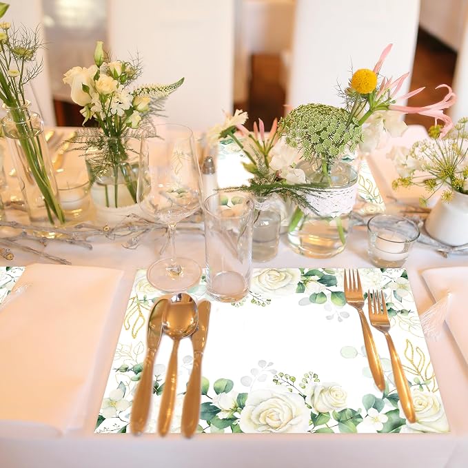 Paper Placemats Disposable 50 Pack Floral Placemat Disposable Place Mats 16 x - Image 7