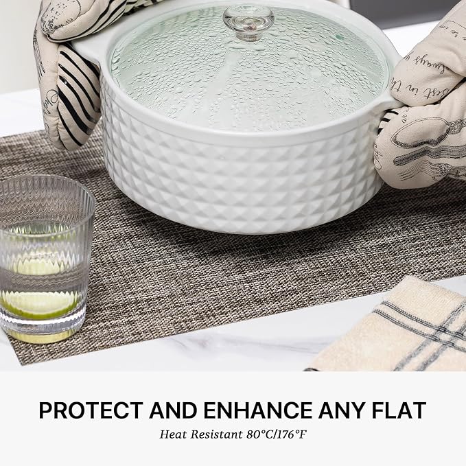 LEXMORE Placemats Set of 6 Vinyl/Plastic Woven Place Mats - Image 5