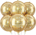 6pcs 22 Inch Gold Disco Ball Balloons, Shiny Gold Big Disco Balloons, 4D Large by Paready