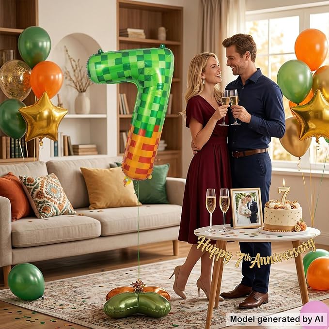 40 Inch Pixelated Number 7 Foil Balloon - Image 4
