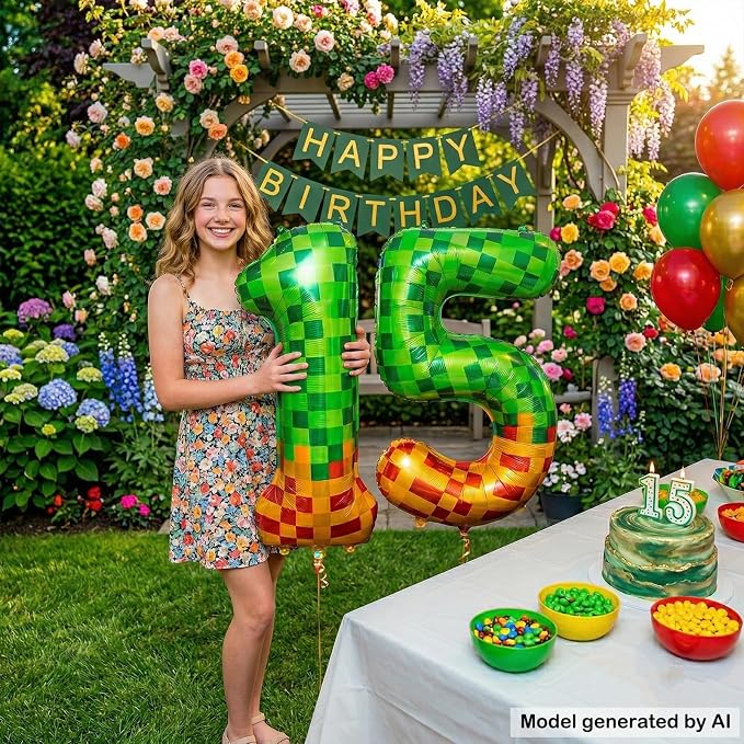 40 Inch Pixel Foil Number 15 Balloon - Image 5