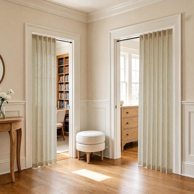 Burlywood Birch Flax Linen Curtains 84 Inch Length 2 Panels - Image 6