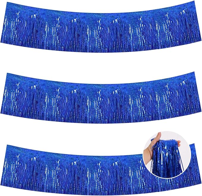 BEISHIDA Laser Blue Fringe Garland Banner 30ft Wall Tinsel Foil Streamers | by Beishida