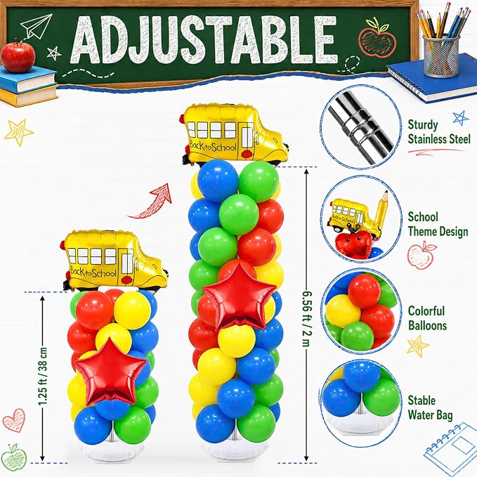 2 Sets 6.6 Ft Back to School Balloon Column Stand Kit - Image 3