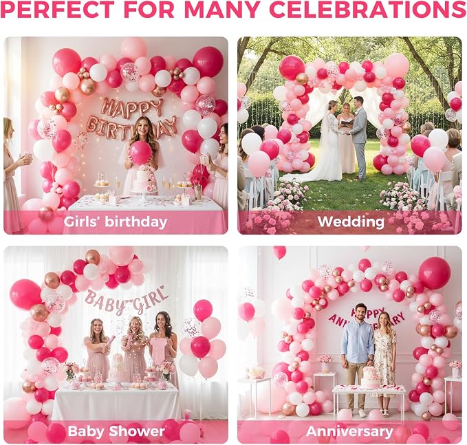 LovesTown Rose Pink Balloon Garland Kit - Image 5