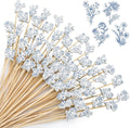 Bokon 200 Pcs Blue White Vintage Flower Cocktail Picks Bamboo Toothpicks Drinks by Bokon