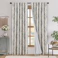 jinchan Grey Floral Linen Blackout Curtains Lined 84 Inch Back Tab 2 Panels | by JINCHAN