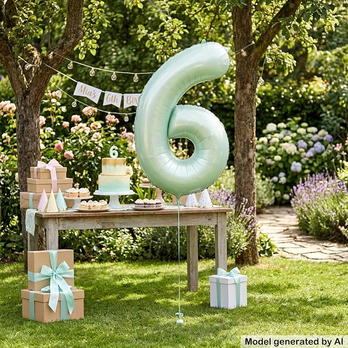 40 Inch Olive Green Number 6 Foil Balloon - Image 3