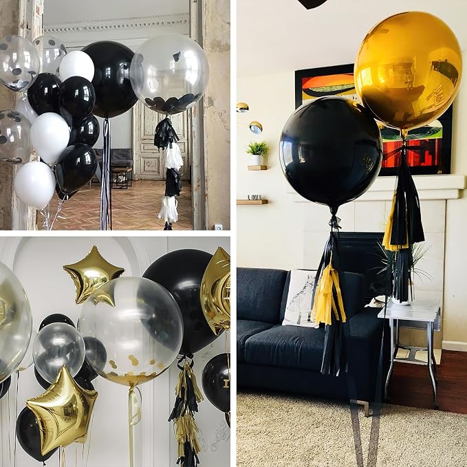 PartyWoo Black Large Giant Foil 4D Balloons 20pcs Different Sizes | 22 15 10 - Image 6