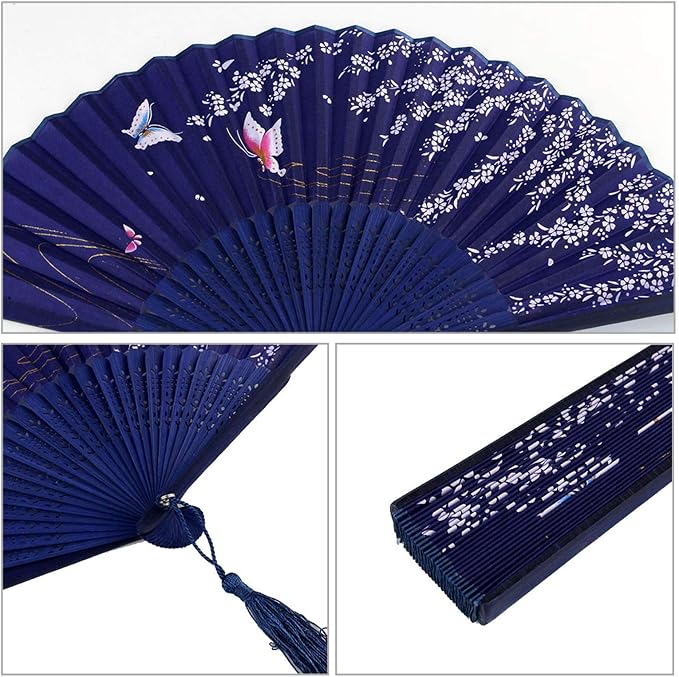 Bantoye 2 Pieces Handheld Fans, Silk Folding Fans - Image 3