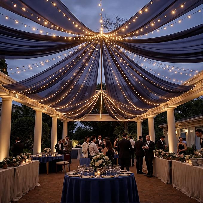 6 Panels Dark Blue Ceiling Curtains - Image 5