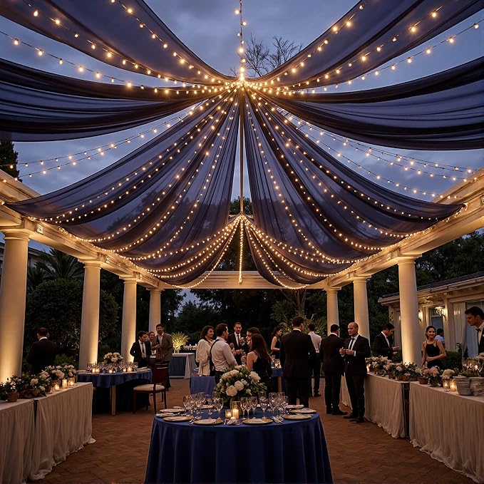 6 Panels Navy Blue Ceiling Drapes - Image 3