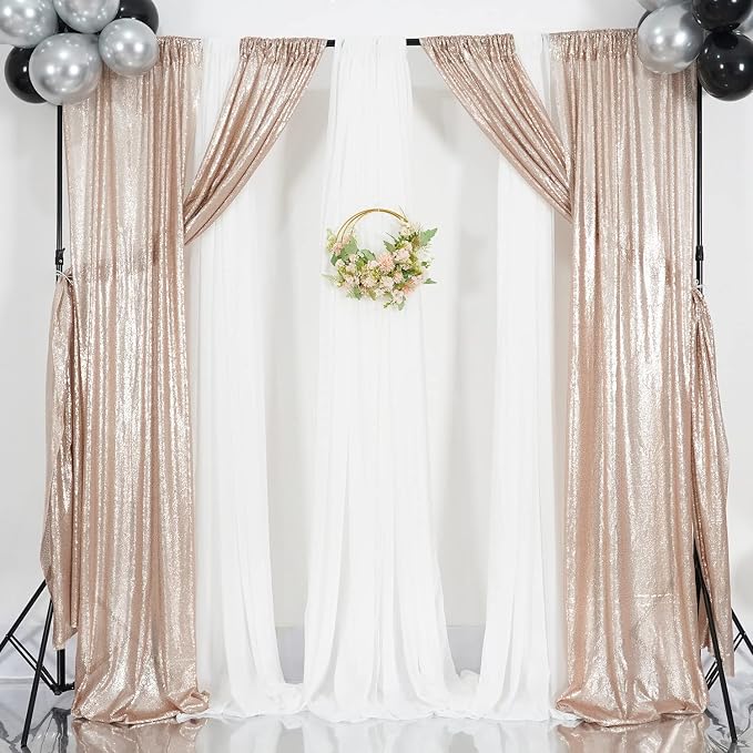 Poise3EHome Champagne Sequin Backdrop Curtains - Image 7