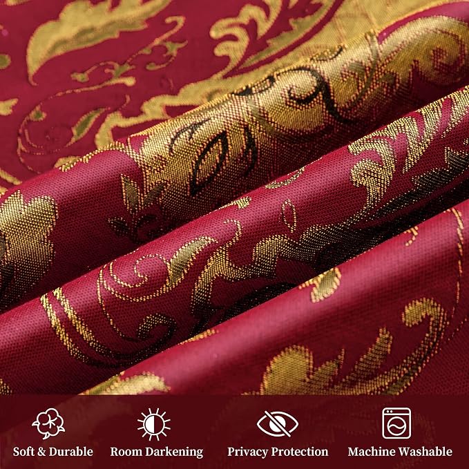 Loom and Mill Luxury Red Damask Curtains - Image 6