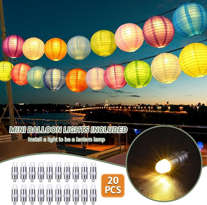 LIHAO 20PCS Colorful Paper Lanterns - Image 8