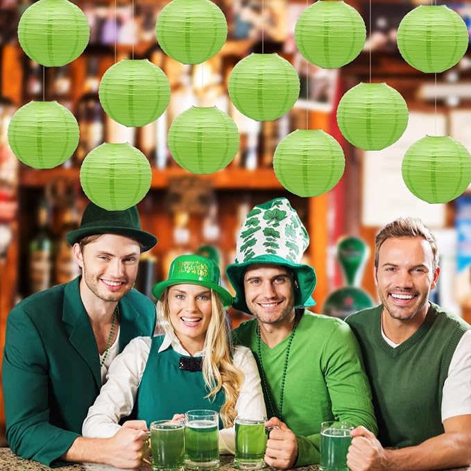 Sage Green Paper Lanterns Hanging Chinese Japanese Round Lanterns 8inch | Paper - Image 6
