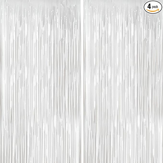 4 Packs White Foil Fringe Curtain by BSRESIN