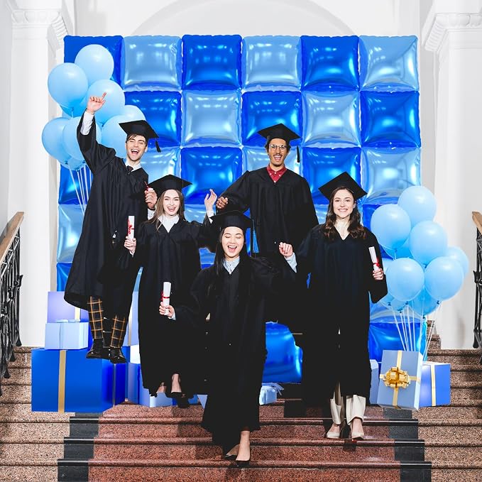 36pcs Royal & Baby Blue Square Foil Balloons - Image 4