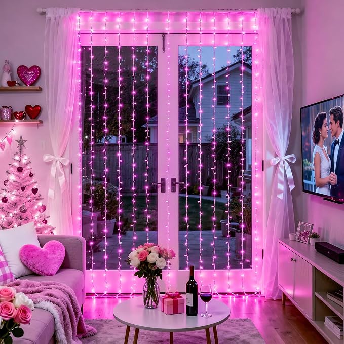 JMEXSUSS 300 LED Curtain Lights, 9.8x9.8 ft | Plug in Hanging Lights - Image 2