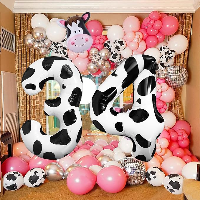 Cow Print Number Balloon 40 Inch Cow Print Number 3 Balloon Cowgirl Theme - Image 7
