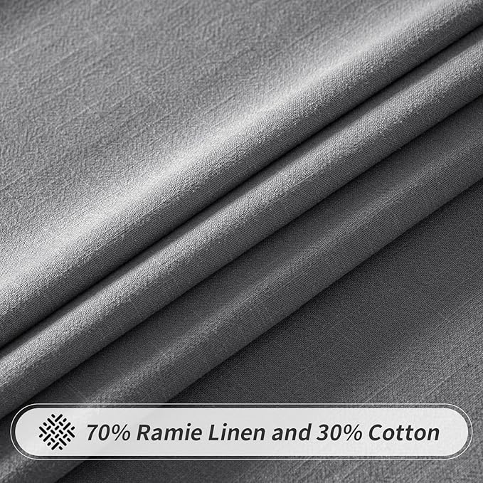 MIULEE Linen Cotton Blend Tablecloth Rectangle, Luxury Waterproof Stain Resistant Durable Farmhouse Oblong Table Cloth for Dining Party Christmas Weddings Birthday, 52 x 70 inch, Light Grey