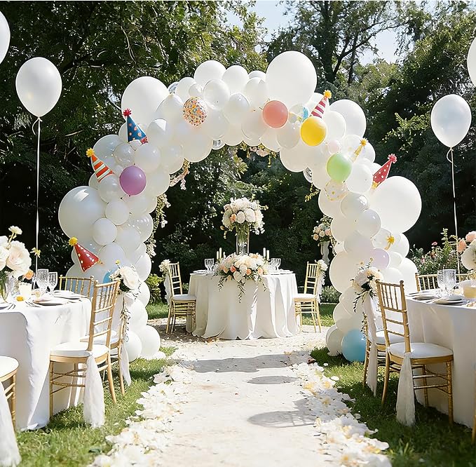 White Balloons Birthday Party Balloons - Image 6