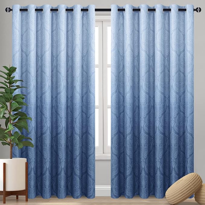 DWCN Navy Blackout Damask Curtains by DWCN