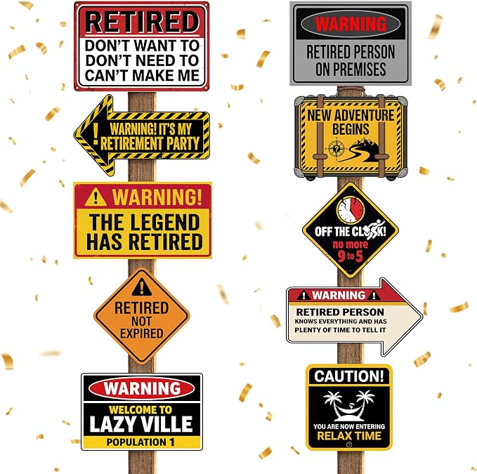 20 Pcs Retirement Party Decorations Funny Retirement Signs Warning Caution by Mifoci