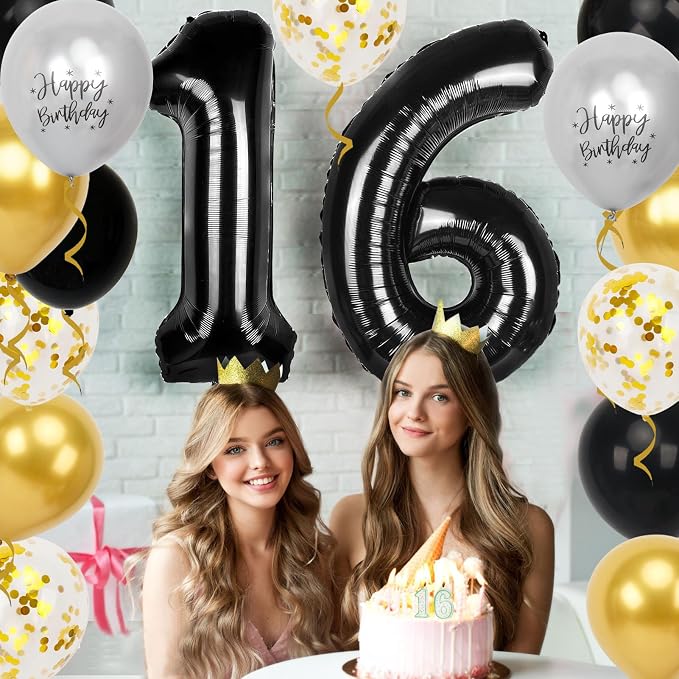 16th Birthday Decorations for Boys, 40 inch 16 Balloon Numbers - Image 5