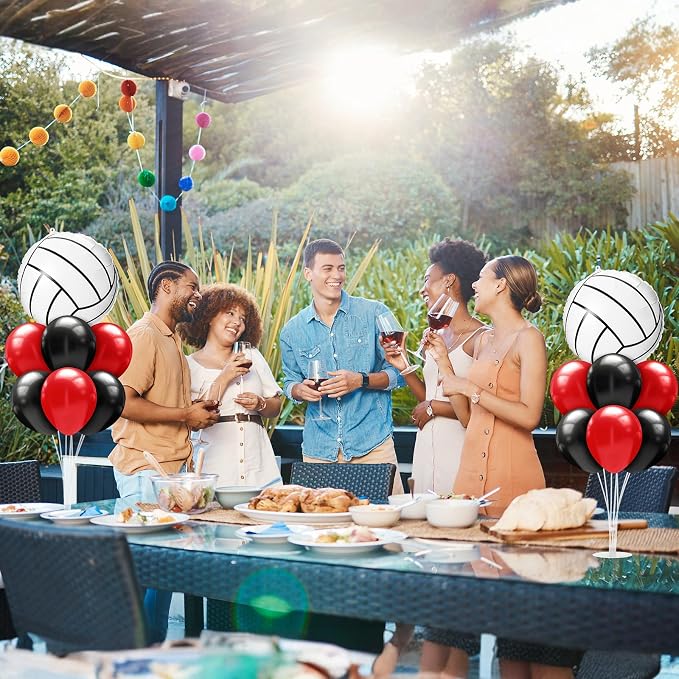 Sumind 2 Set Volleyball Table Centerpiece Balloon Stand Kit Foil Balloons - Image 7