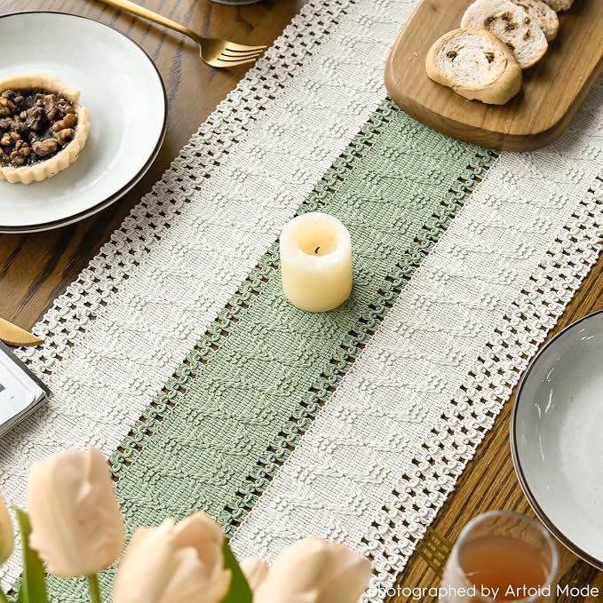 Artoid Mode Light Green Farmhouse Rustic Table Runner 12x60 Inch | Seasonal - Image 4