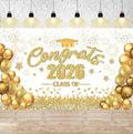 Gold and White Graduation Decorations Congrats Class of 2026 Banner by ONANNA