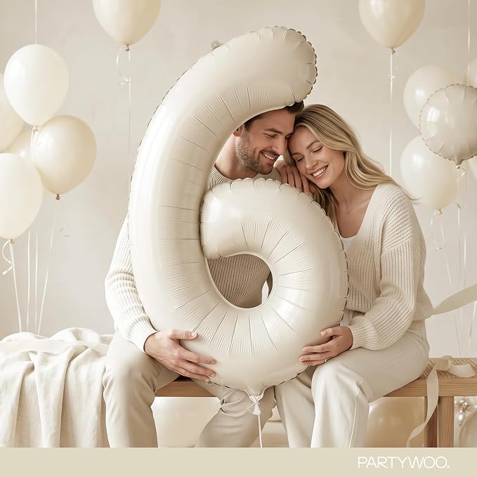 PartyWoo Number Balloons 40 Inch White Number 6 Kit 25pcs - Image 9