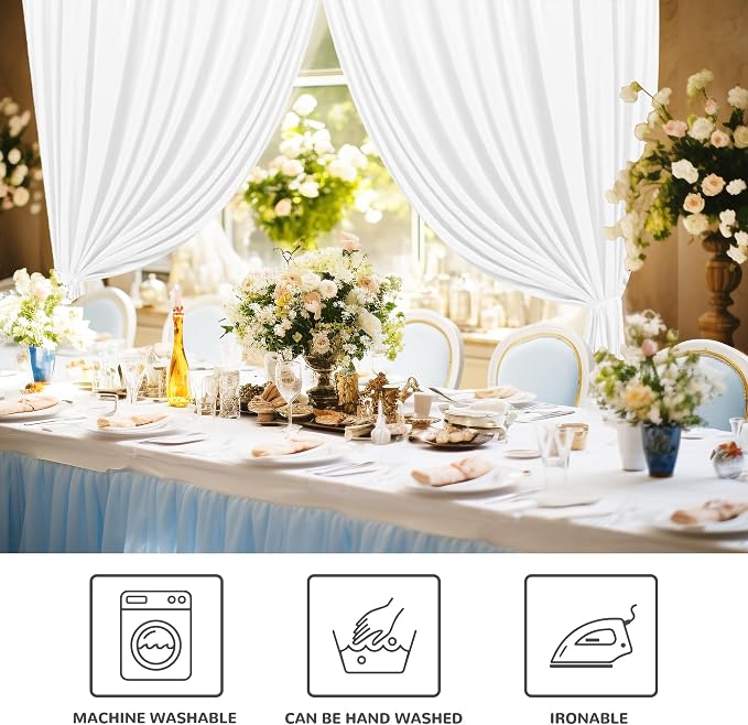 White Backdrop Curtains for Parties Valentine's Day- 10ft x 8ft White Curtains - Image 6