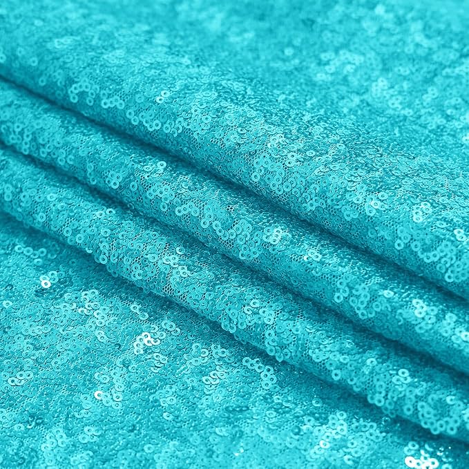 Sugargirl Turquoise Sequin Backdrop Curtain 4 Panels 2FTx8FT Glitter Turquoise - Image 8