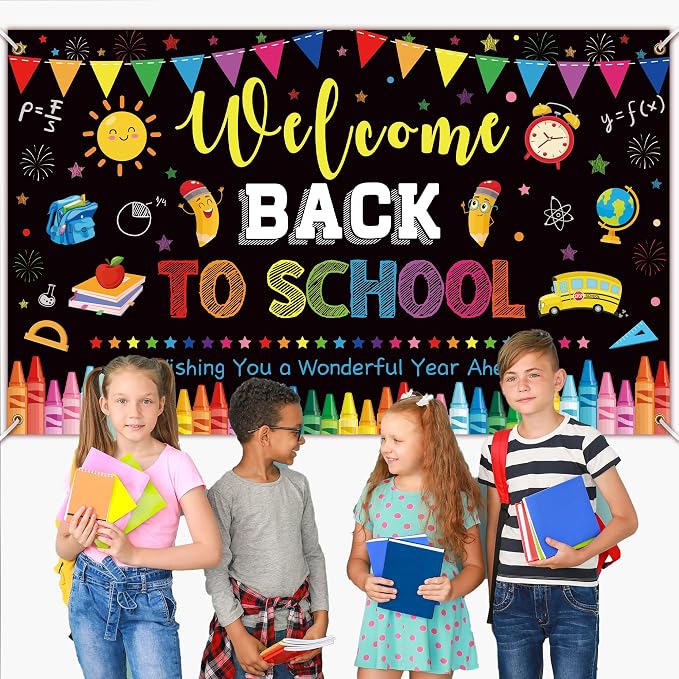 Back to School Decorations, Large 71" x 43" Welcome Back to School Backdrop | - Image 7