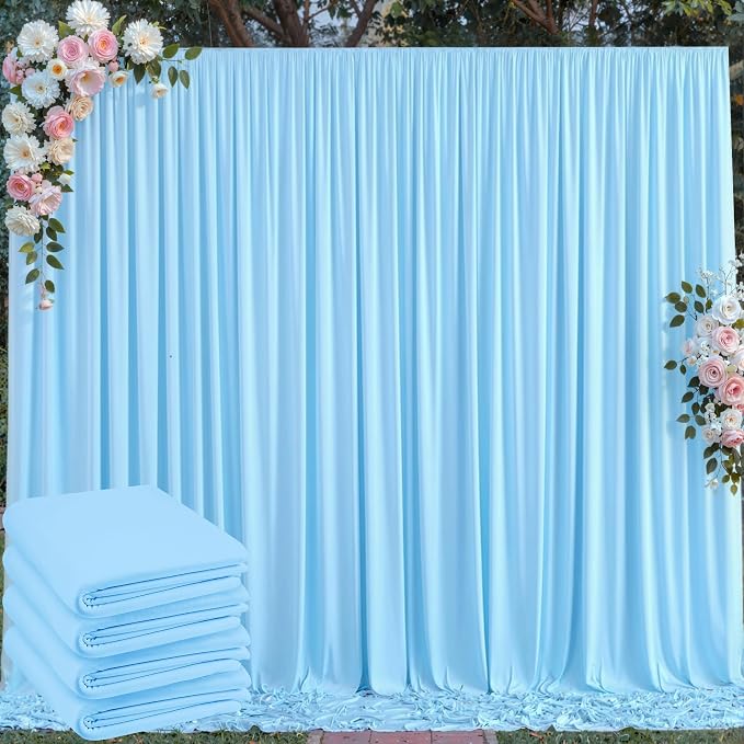20 ft x 10 ft Wrinkle Free Baby Blue Backdrop Curtains by Outpain