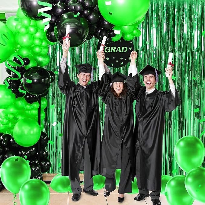 TenLaitech 3 Pack 3.3 x 9.9 ft Green Foil Fringe Curtains Party Supplies | - Image 8