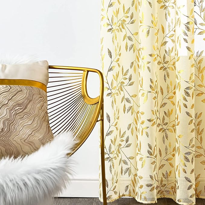 Sutuo Home Beige Sheer Curtains 72 Inch Length 2 Panels Set, Privacy Voile - Image 5