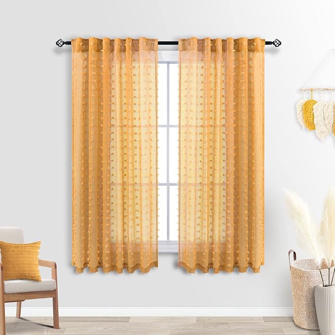 Yellow Short Curtains 45 Inch Length - Image 2