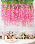 12 Pack Wisteria Hanging Flowers, 3.6 Feet/Pcs Pink Wisteria Artificial Flowers by Waipfaru